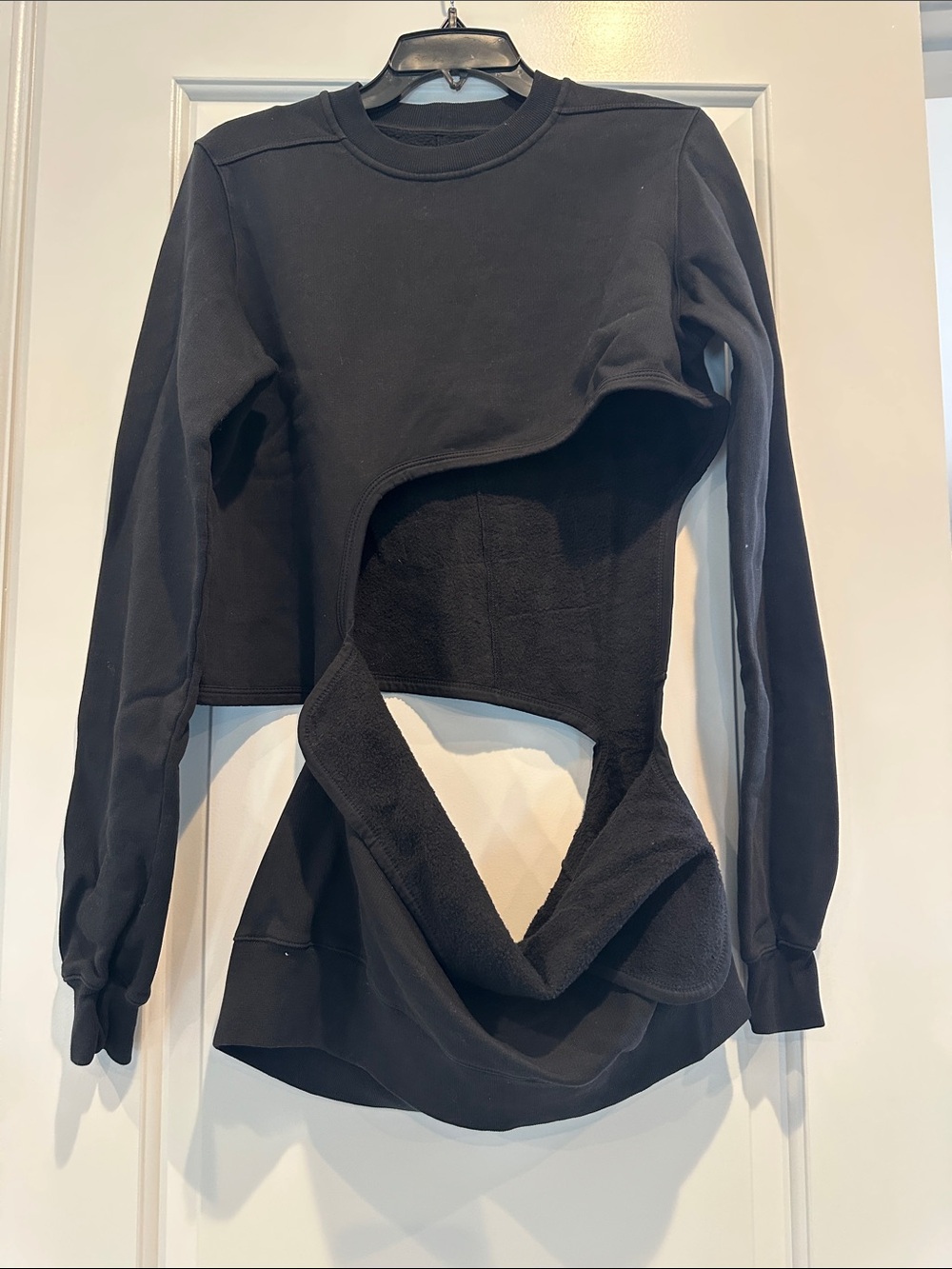 Black Long-Sleeve Cutout Hoodie Top